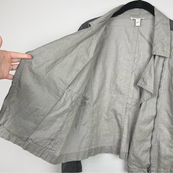 Eileen Fisher Women's Medium Coated Organic Linen Moto Jacket Full Zip Collared - Picture 10 of 16